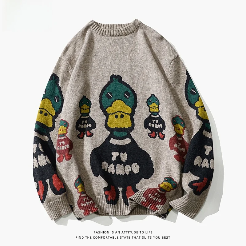 

Autumn Winter Men's Casual Loose Knitted Sweater Trendy Hong Kong Sle Splicing Faionable New Arrival Brand Nianzi Coat