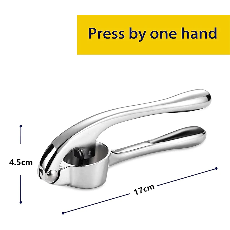 LMETJMA Premium Garlic Press Stainless Steel Garlic Mincer Garlic Crusher Easy to Squeeze and Clean Kitchen Tools JT202