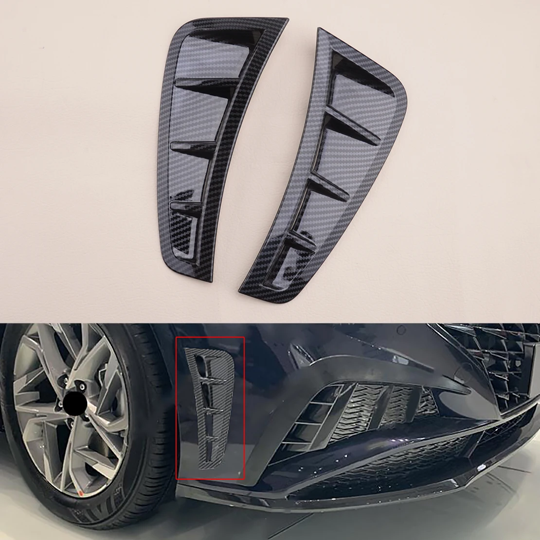 

2 шт. черные накладки из АБС-пластика на боковые воздухозаборники переднего бампера для Hyundai Sonata 2020 2021