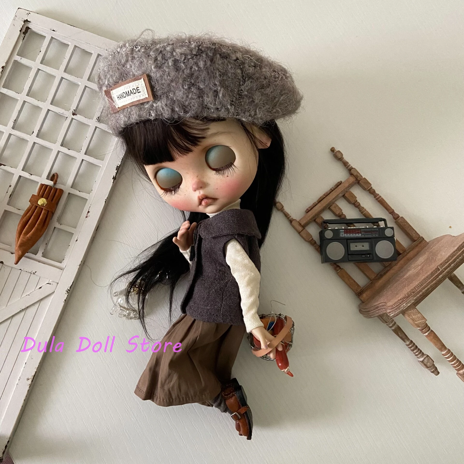 듀라 인형 옷 멜라드 소녀 조끼, 플리츠 스커트, 모자 세트 블라이스 란도우드 란다즈 ob24 ob22 아존 리카 ICY 인형용