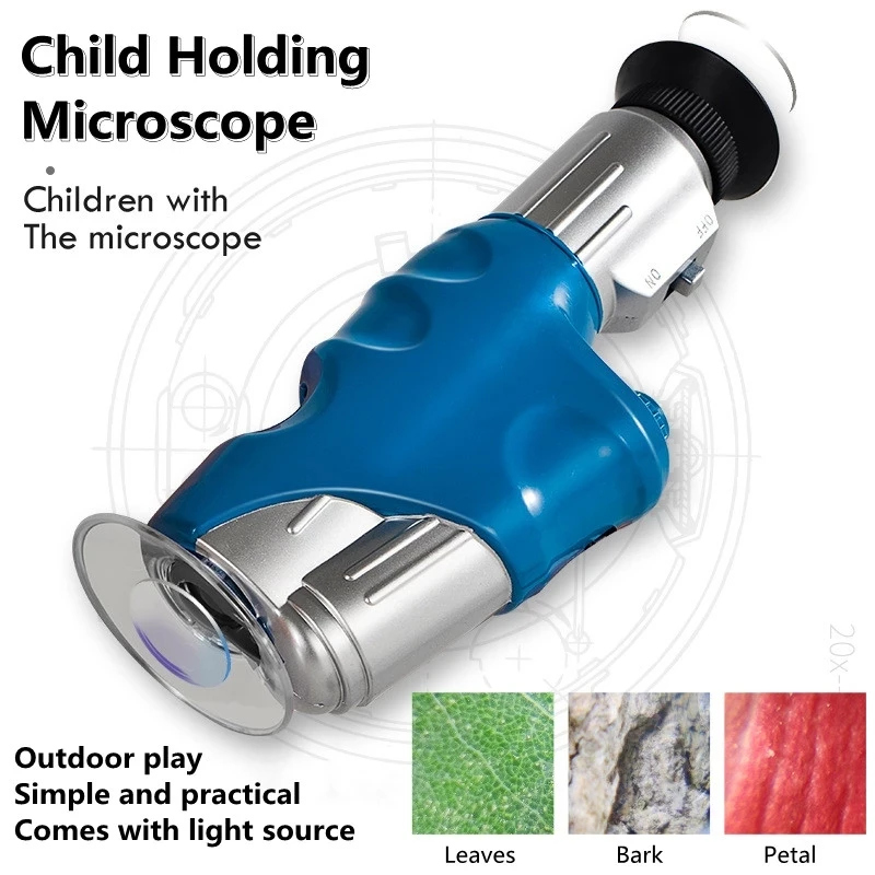 20X-60X Children's Biological Microscope Home School Science Education Toys Laboratory LED Microscope Kit Children Gifts