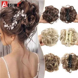 Synthetic Chignon Messy Bun Claw Clip in Hair Piece Wavy Curly Hair Bun Ponytail Extensions Scrunchie Black Blonde Hairpieces