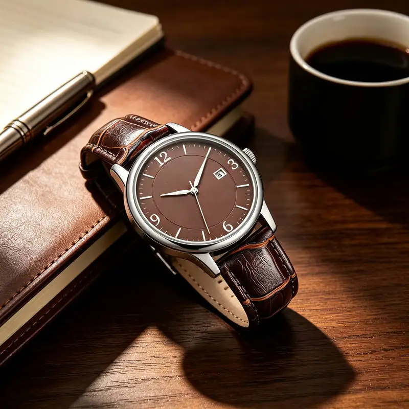 Women Quartz Watch Simple 3D Embossed Dial 30M Waterproof Leather Strap Casual Ladies Wrist Watch For Teen Girls Daily Gift