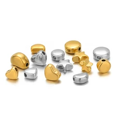 10Pcs Stainless Steel 18k Gold Star Heart Spacer Beads Bulk DIY Women Handmade Necklace Earring Making Bracelet Jewelry Findings