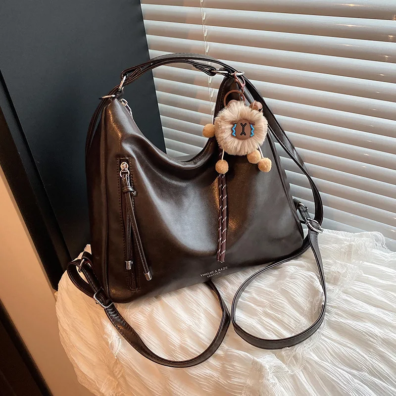 Korean Retro Large Capacity Tote Shoulder Bag Women's Winter  Daily Handbag Universal Style Women's Bag Crossbody Handbag