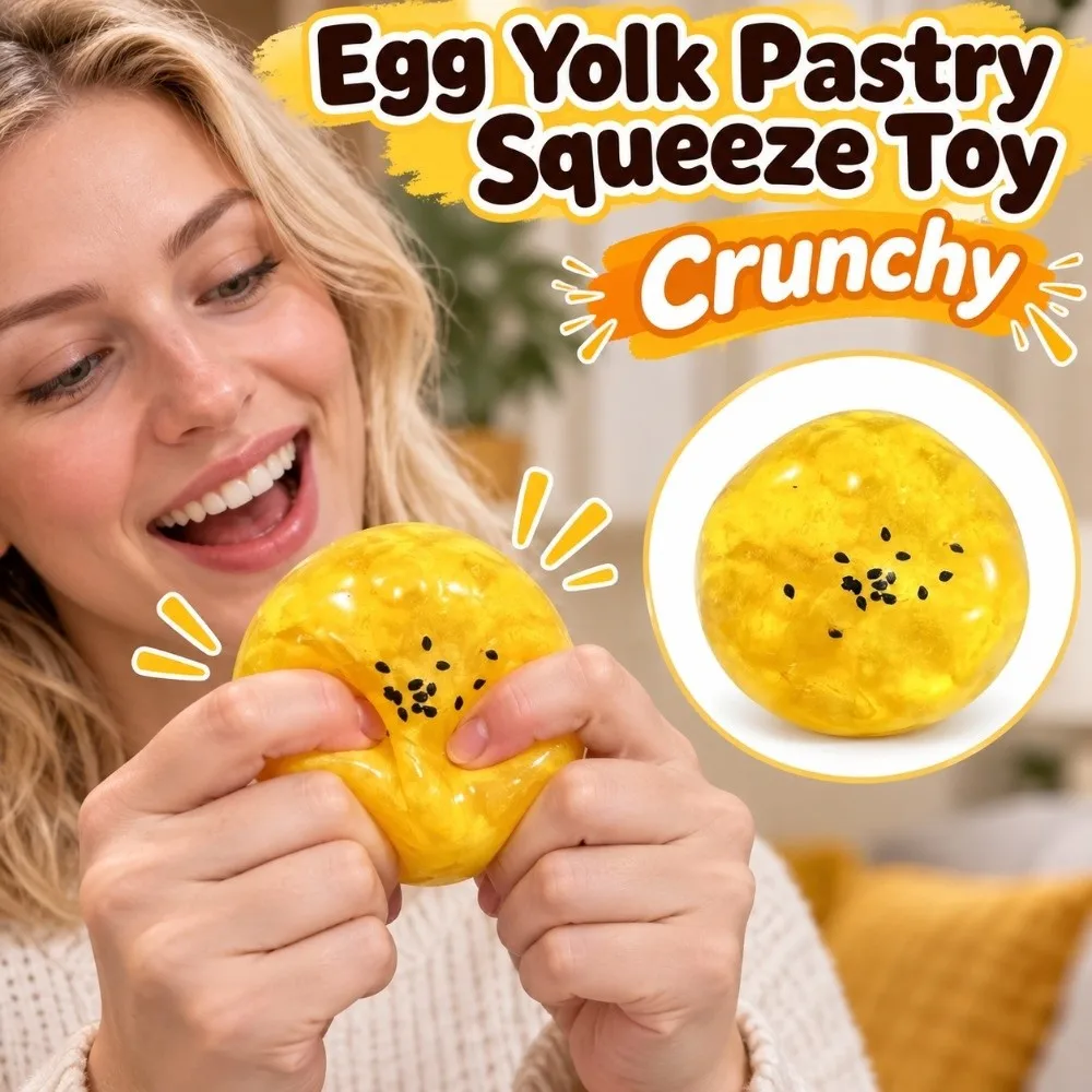 Crunchy Egg Yolk Pastry Squeeze Toy Crackling Sound Effects Dessert Squishy Toy Anxiety Relief Kneading Handmade Ball