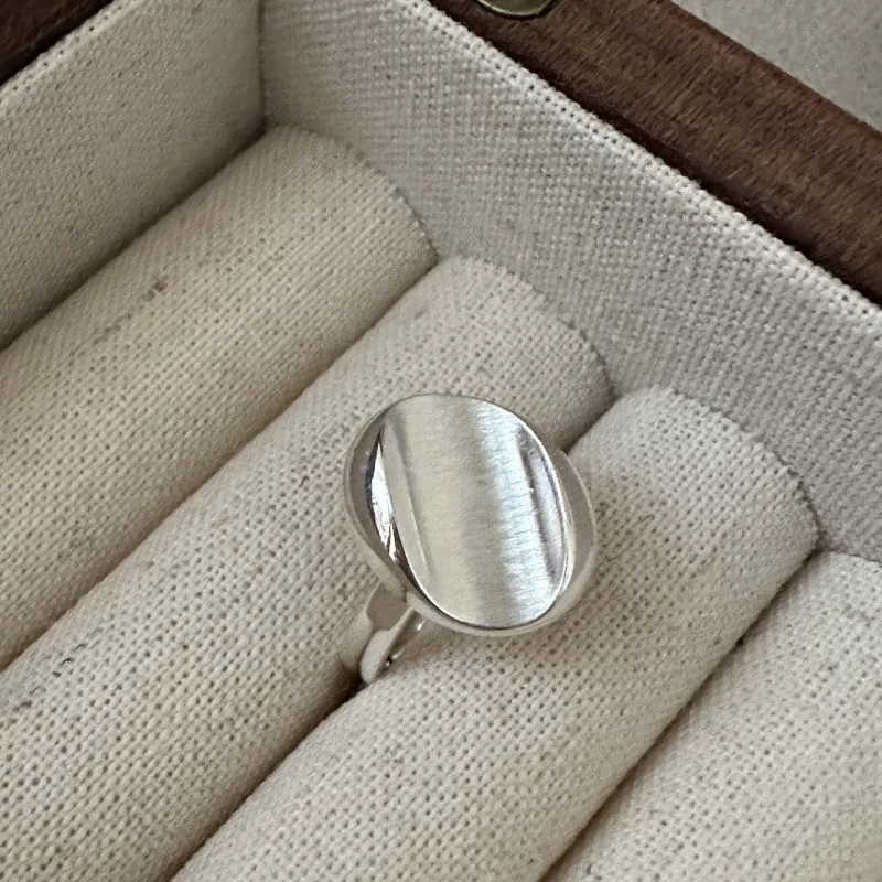 

S925 Sterling Silver European Niche Design Sense Retro Simple Fashion Brushed Ring Korean Version Fashion Texture Ring