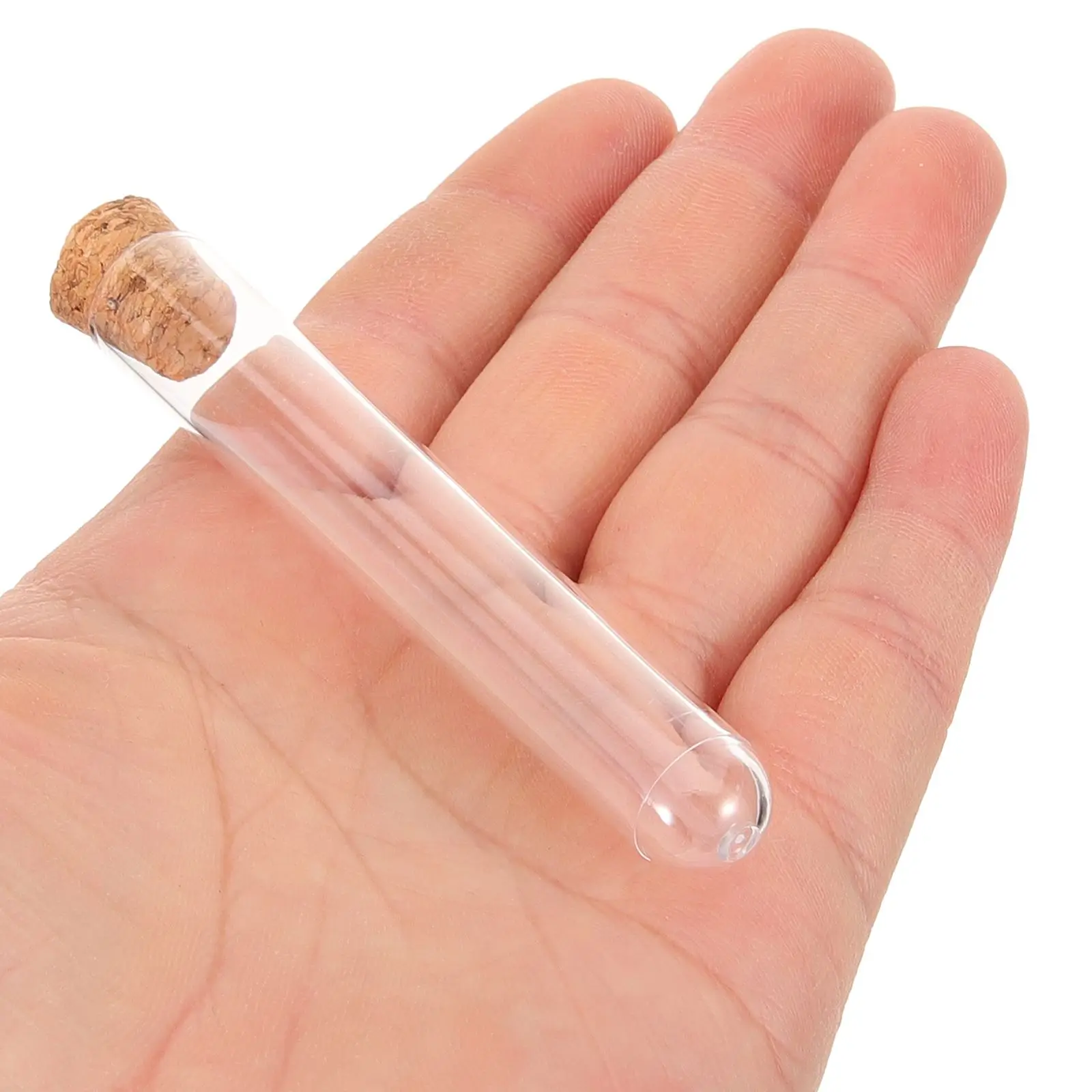 30PCS lab Test Tubes With Cork Clear Plastic Test Tube Wooden Plugs Test Bottle For Scientific Experiments Terrarium 7.8x1.3cm