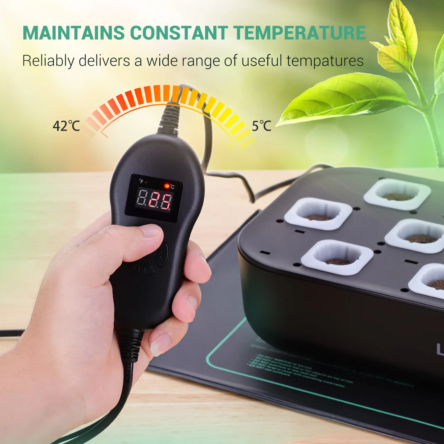 21W Seedling Heat Mat With Thermostat Temperature Setting from 5℃ to 42℃ for Plants Growth,Germination,Hydroponics Nursery