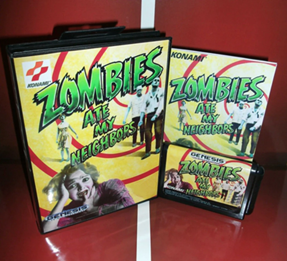 Zombies Ate My Neighbors with Box and Manual Cartridge for 16 bit Sega MD game card Megadrive Genesis system