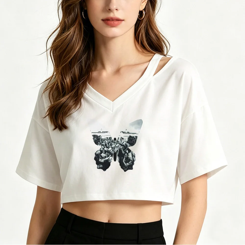 Camiseta corta de Kendrick Lamar para mujer, camiseta gráfica emo barata con estampado de anime, ropa de calle barata de verano y2k