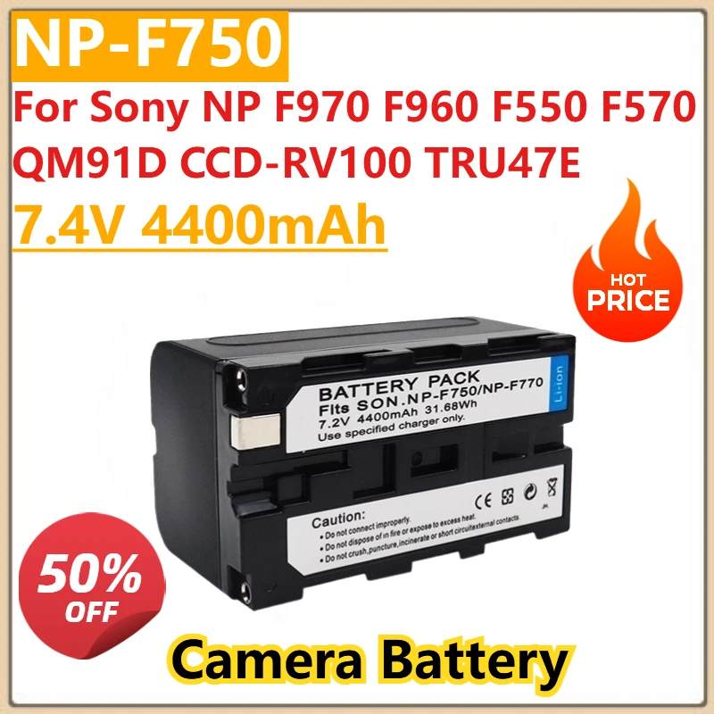 

7.4V 4400mAh NP F750 NP F770 NP-F750 Battery + Charger for Sony NP F970 F960 F550 F570 QM91D CCD-RV100 TRU47E High Quality