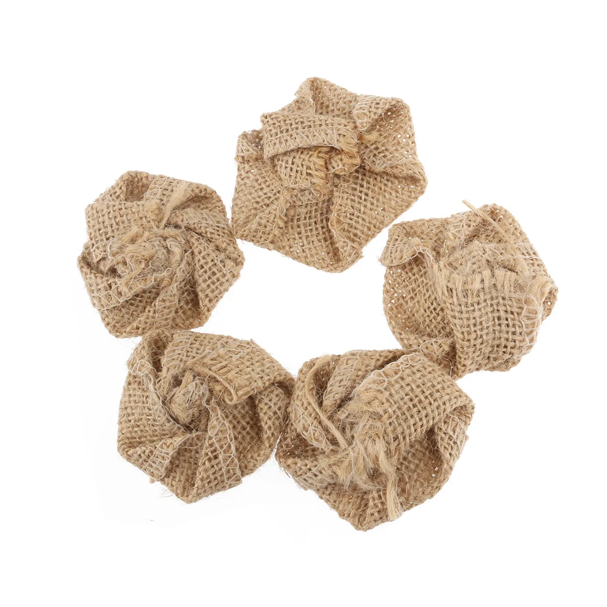 

5pcs Burlap Rose Flowers 6cm Brown Christmas Wedding Party Decoration Festival Home Outdoor Adornment Craft Jute Flower