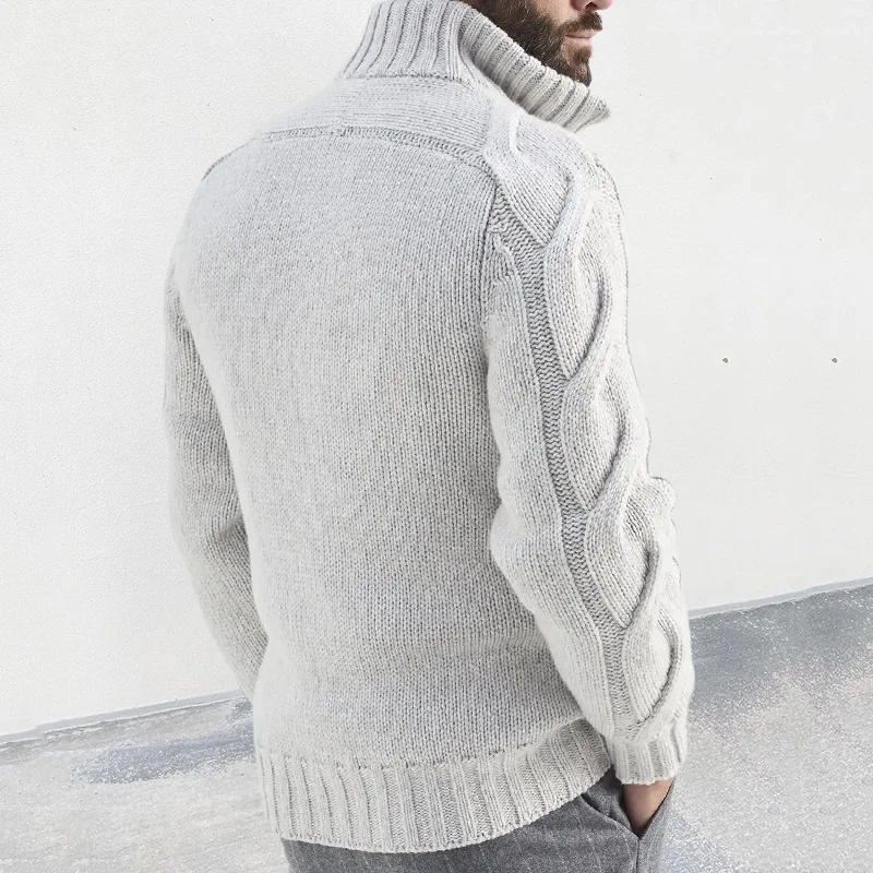 Autumn Winter Sweater Coat New Men's Turtleneck Cardigan Knitted Sweater Men's Casual Long Sleeve Zipper Straight Sweater