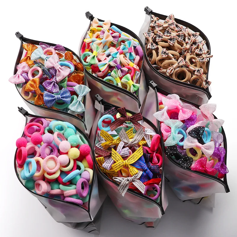 20 Pcs of Candy Colored Rubber Bands Children\'s Bow Hair Rings New Colored Non Damaging Hair Headbands Girl Tie Hair Towel Rings