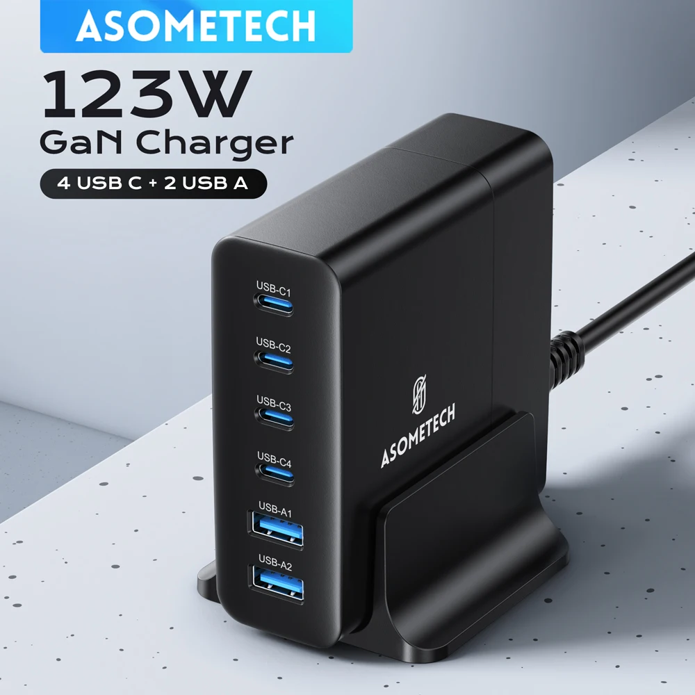 123W GaN USB C Fast Charger For Macbook iPad Tablet Quick Charge 4.0 PD3.0 Multi Port Charging Station For iPhone 15 14 Samsung