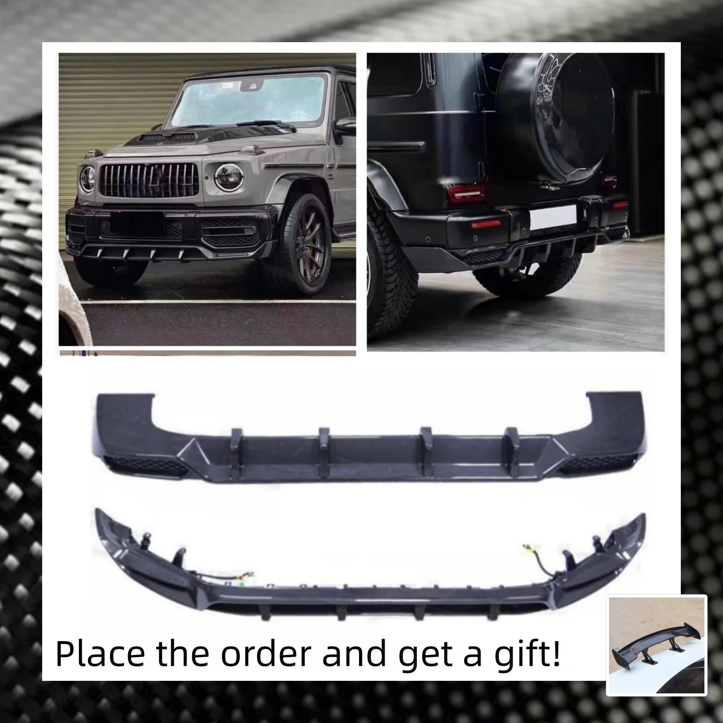 

Комплект кузова для Mercedes Benz G-Class W464 G63 19-25, модифицированное углеродное волокно, передняя и задняя губа, новый стиль, аксессуары