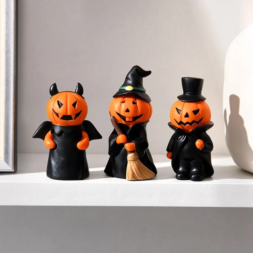 1PC Resin Halloween Ornaments Cartoon Ghost Small Pumpkin Doll Ornaments Cute Spooky Doll Craft Desktop Halloween Decorations