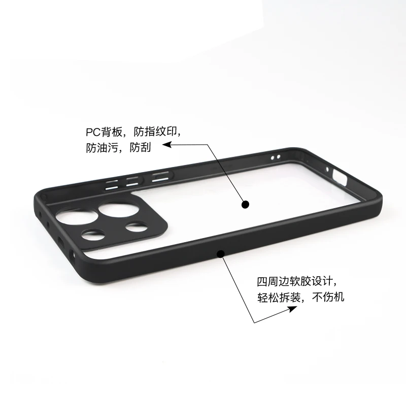 For Xiaomi Redmi Note 13 4G Case Black Edge Transparent PC Cover For Xiaomi Redmi Note 13 4G Shockproof TPU Phone Back Cover