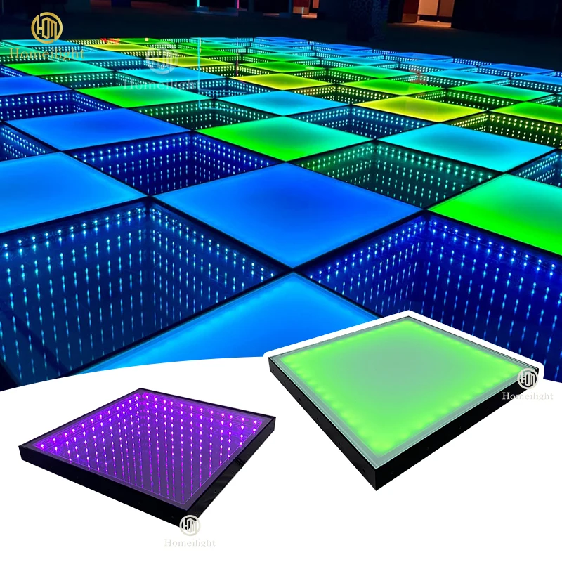 

Homei 50x50cm 3D Mirror + Matte Dance Floor LED DJ Party Lights for Night Club Weddings Events Disco Bar