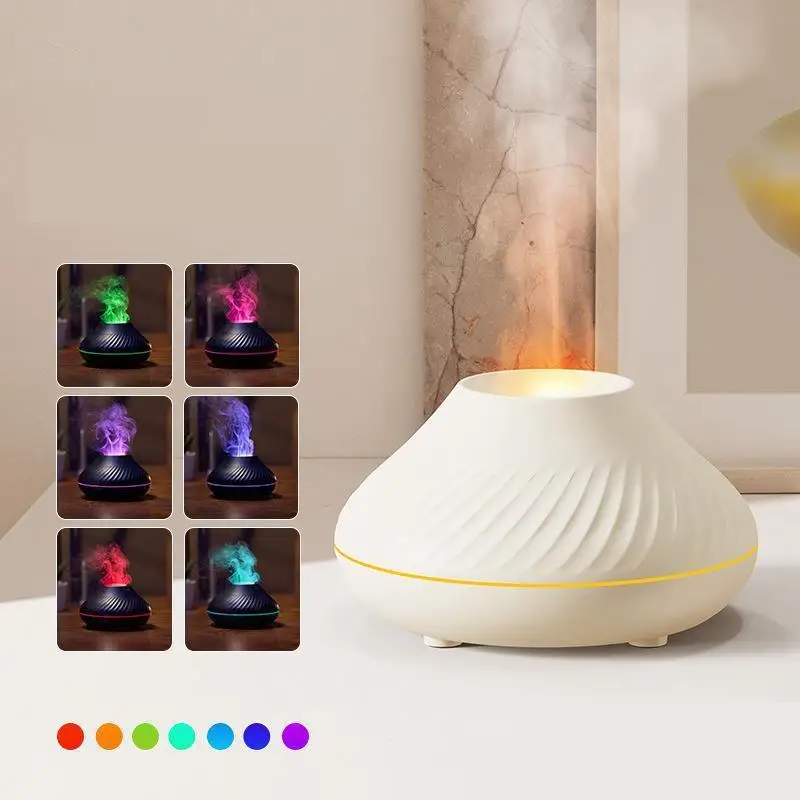 USB Powered Flame Design  Diffuser, 1 Piece Flame Light Essential Oil Diffuser, 130ml Portable Air Humidifier, Creative Volcano