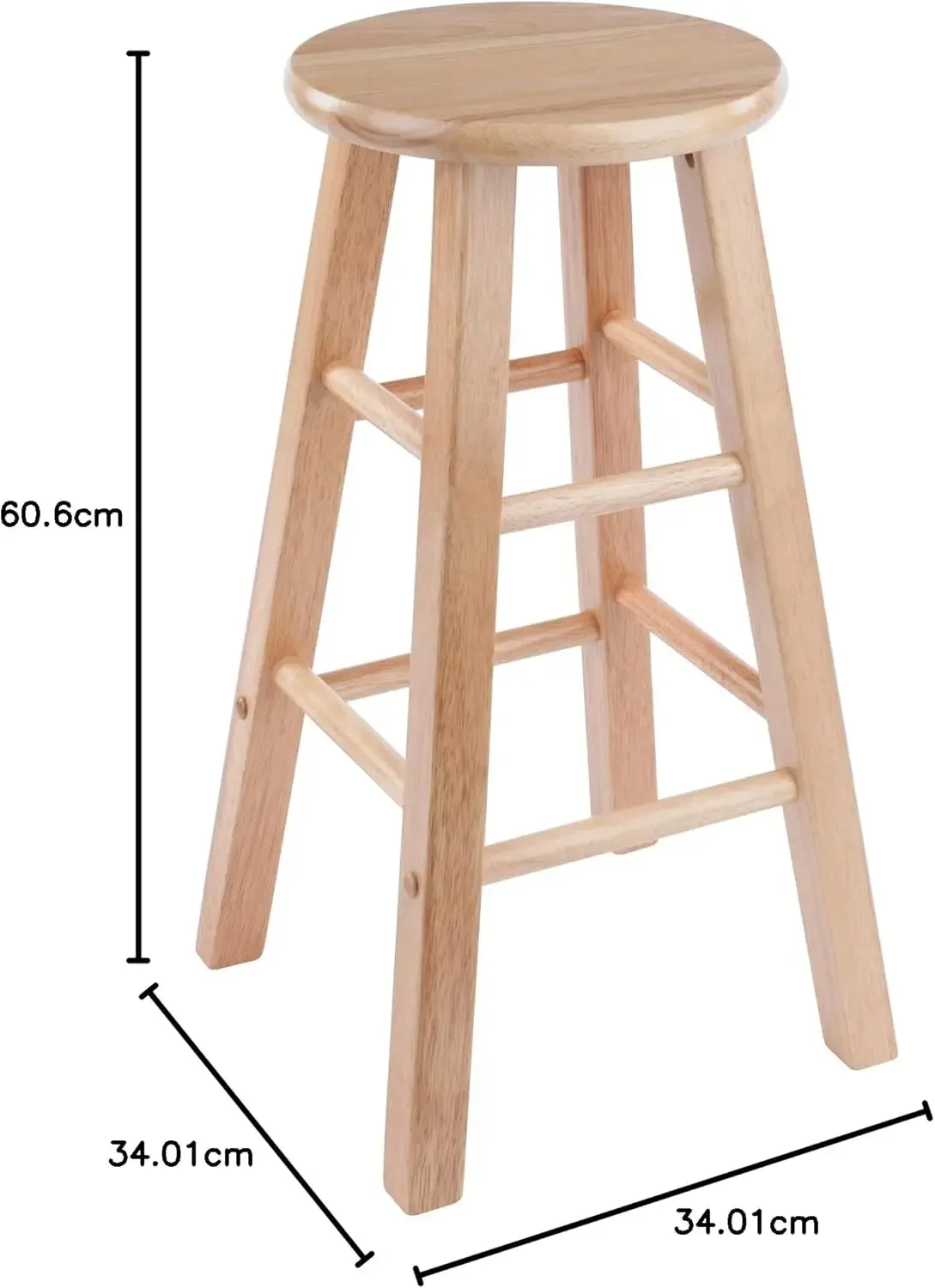 Element 2-Piece 24In Counter Stool Set, Natural Finish, Solid Wood, Modern Design