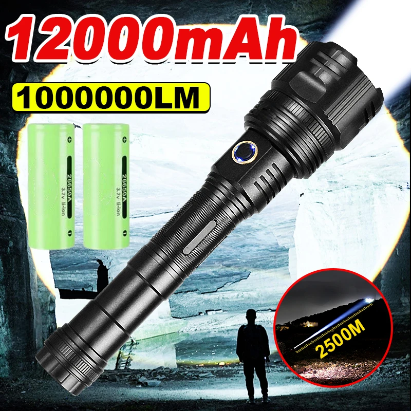 

New Super Flashlights Torches Ultra Powerful Flashlight USB Recharge Flash Light 12000MAh LED Flashlight Zoom Tactical Lantern