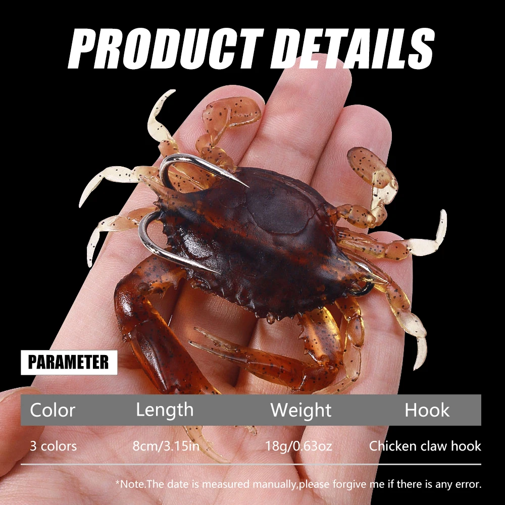 18g10cm Artificial Luminous Fishing Bionic Crab Lure Bait 3D Simulation Sea Fishing Shrimp Lure Soft Fish Bait without Hook