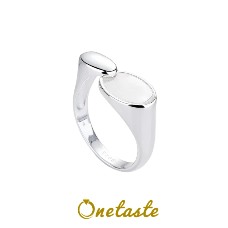 

Женские кольца из стерлингового серебра 925 пробы с овальным белым перламутром, простые модные минималистичные регулируемые кольца с геометрическим рисунком, подарок для нее