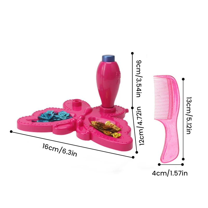 DIY Haar-Styling-Werkzeug mit glänzenden Pailletten, Laminator, Rollenspiel, Kopfbedeckung, Haar-Edelstein-Juwelen, Anziehspielzeug für Mädchen, Geburtstagsgeschenke