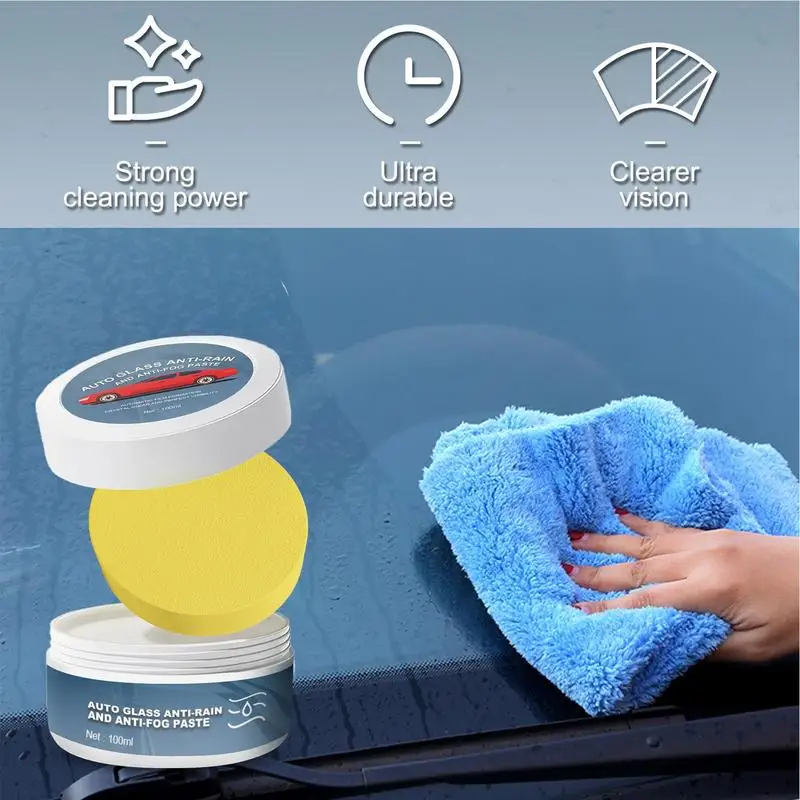 Windshield Oil Film Cleaner Auto Glass Anti-Fog Paste Multifunctional Vehicle Window Oil Film Cleaner Auto Windshield Oil