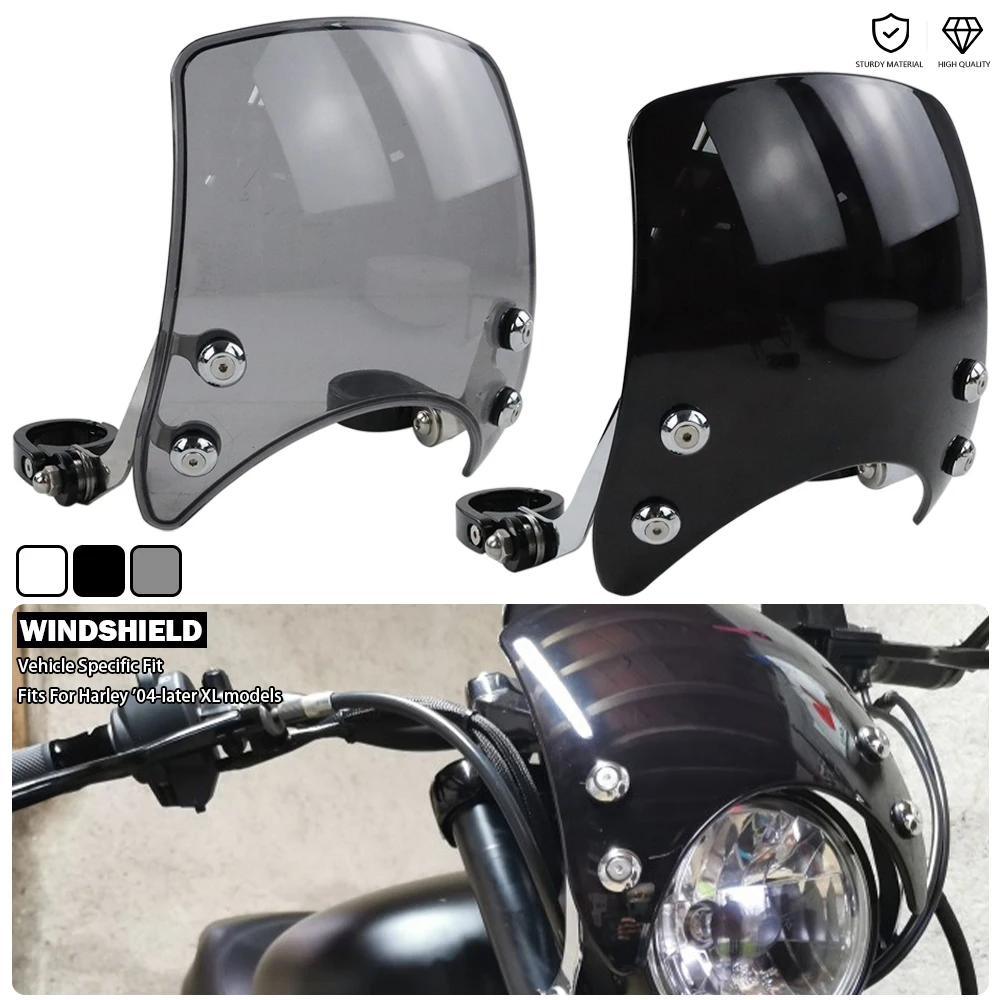 

Motorcycle Windshield Transparent Windscreen Compatible 39mm-41mm Fork For Harley Sportster 883 X48 Iron 1200 SuperLow Roadster