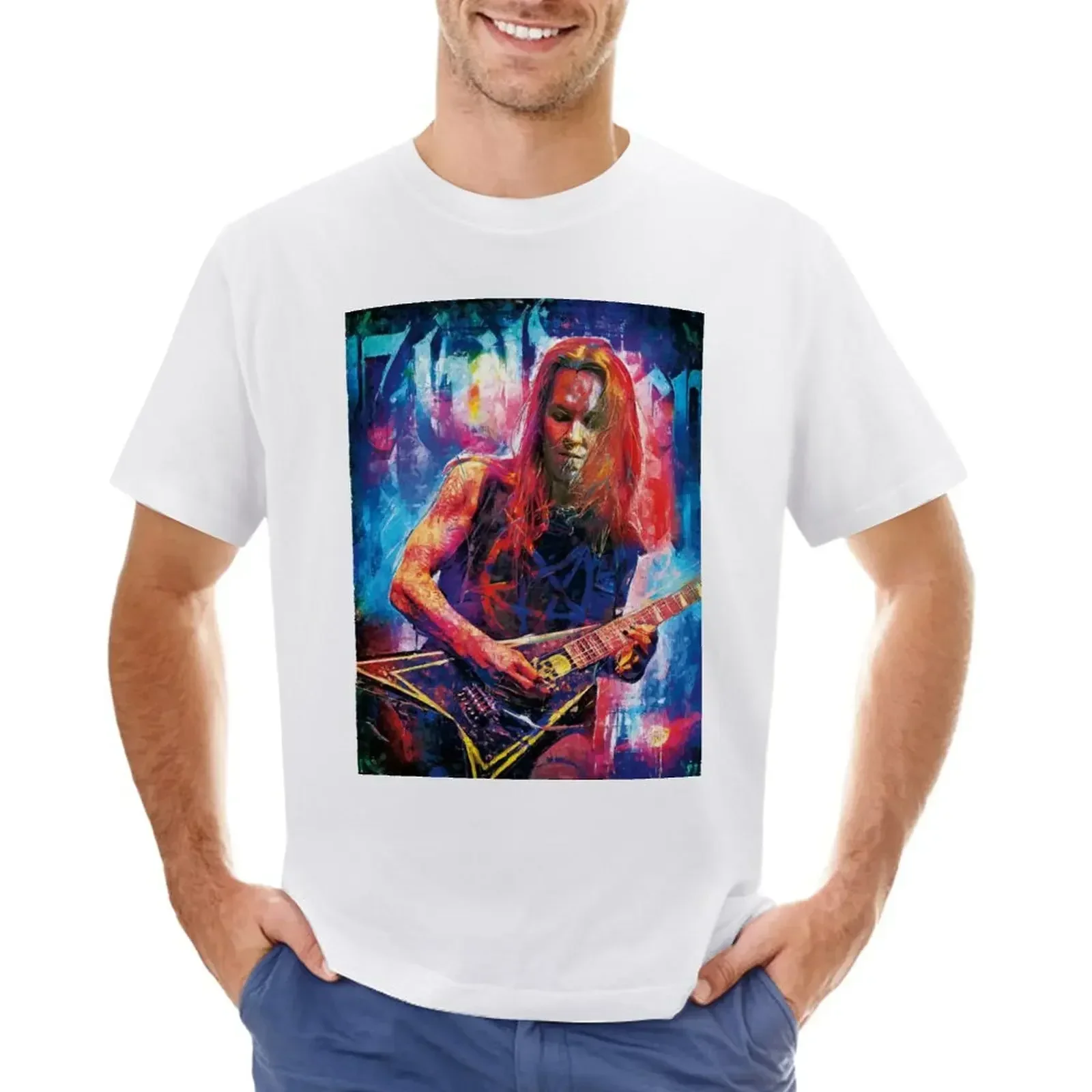 summer clothes heavyweights Short sleeve tee men Children Of Bodom’s Alexi Laiho frontman tribute art T-Shirt harajuku Crewneck