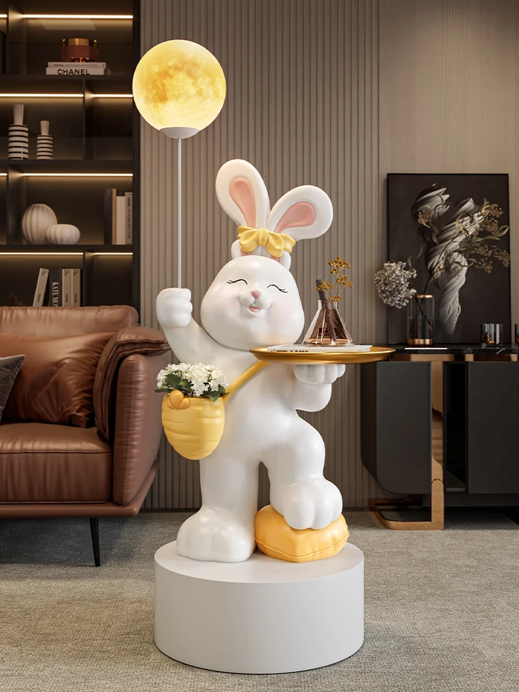 

Домашний декор, поднос для статуи кролика, стеллаж для хранения, напольный декор, скандинавский приставной столик для гостиной, скульптура животного, орнамент, подарок на новоселье