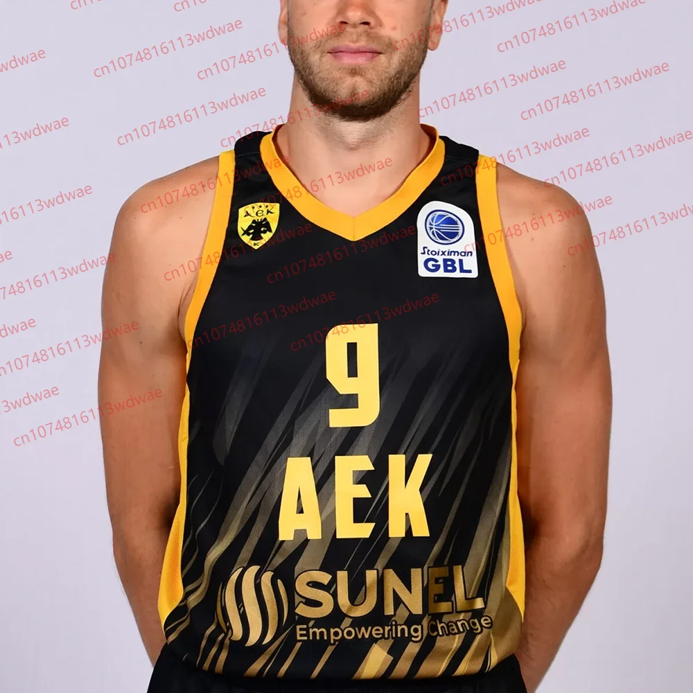 طقم جيرسي رياضي لكرة السلة اليونانية سريع الجفاف AEK BC جيرسي كرة السلة جيرسي كرة السلة #5