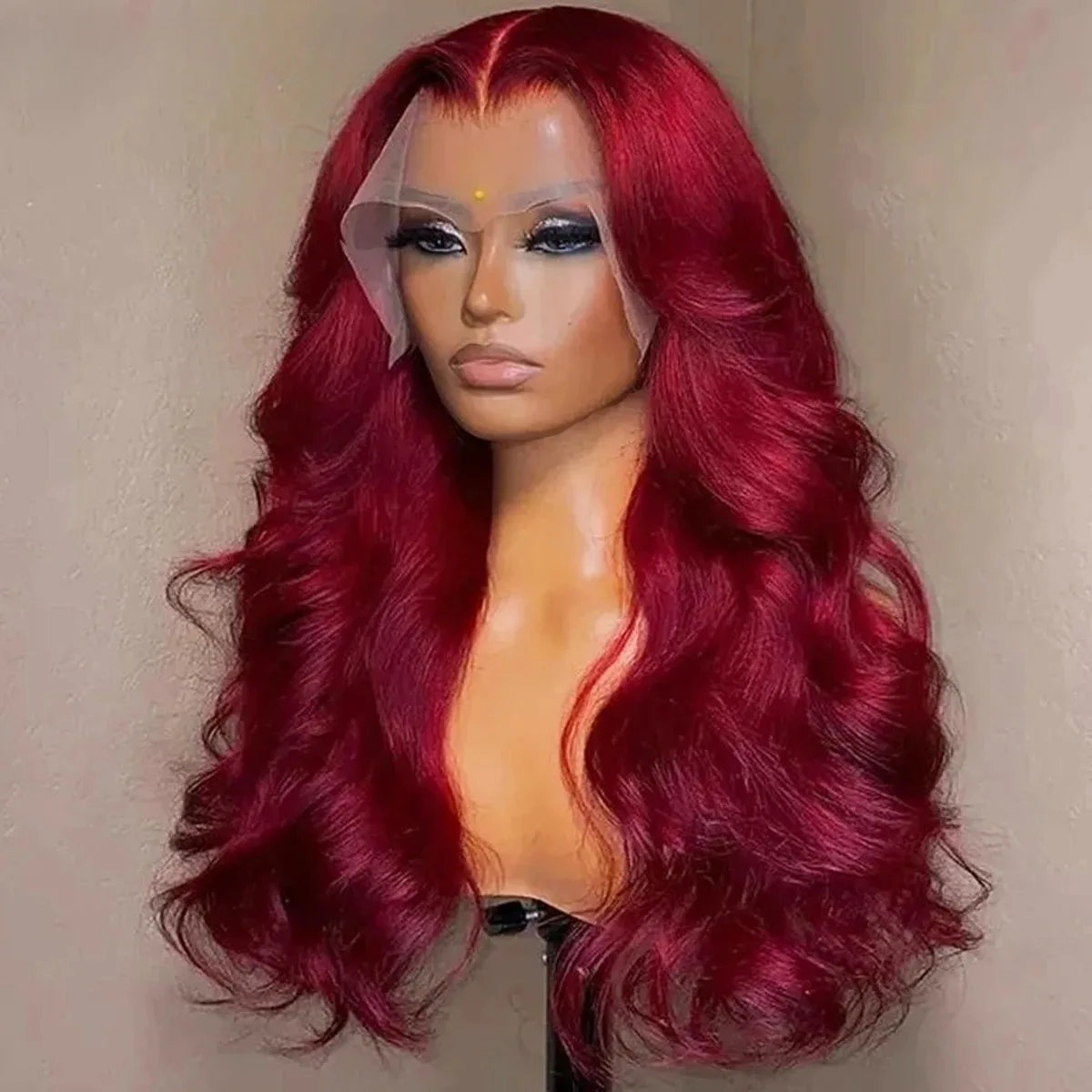 بورجوندي الجسم موجة الدانتيل الجبهة الباروكات للنساء 13x4 مقاومة للحرارة طويل فضفاض موجة شعر مستعار مع شعر الطفل الاستخدام اليومي للحفلات 26 بوصة