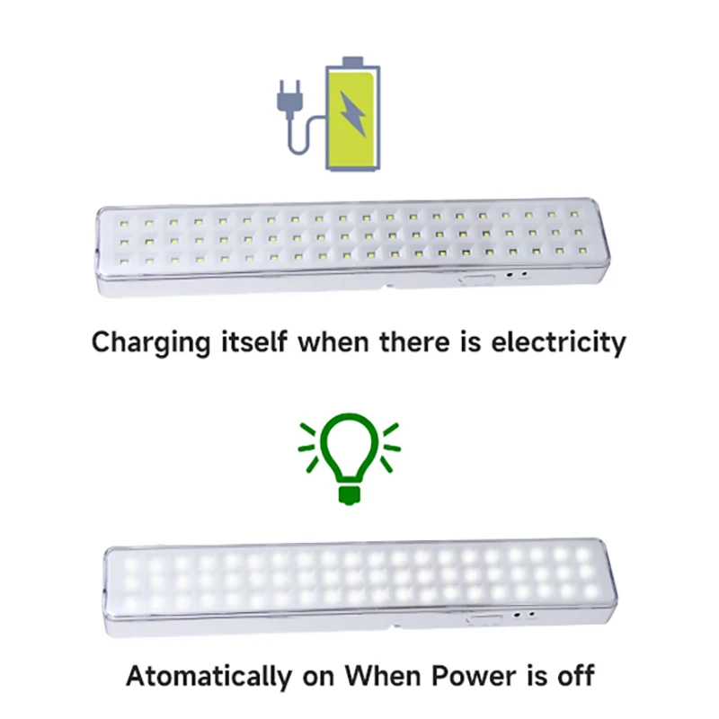 Emergency Evacuation Light 60 LEDs Handheld Fire Lamp Wall Mounted Emergency Lamps Rechargeable Lighting for Power Failure Use