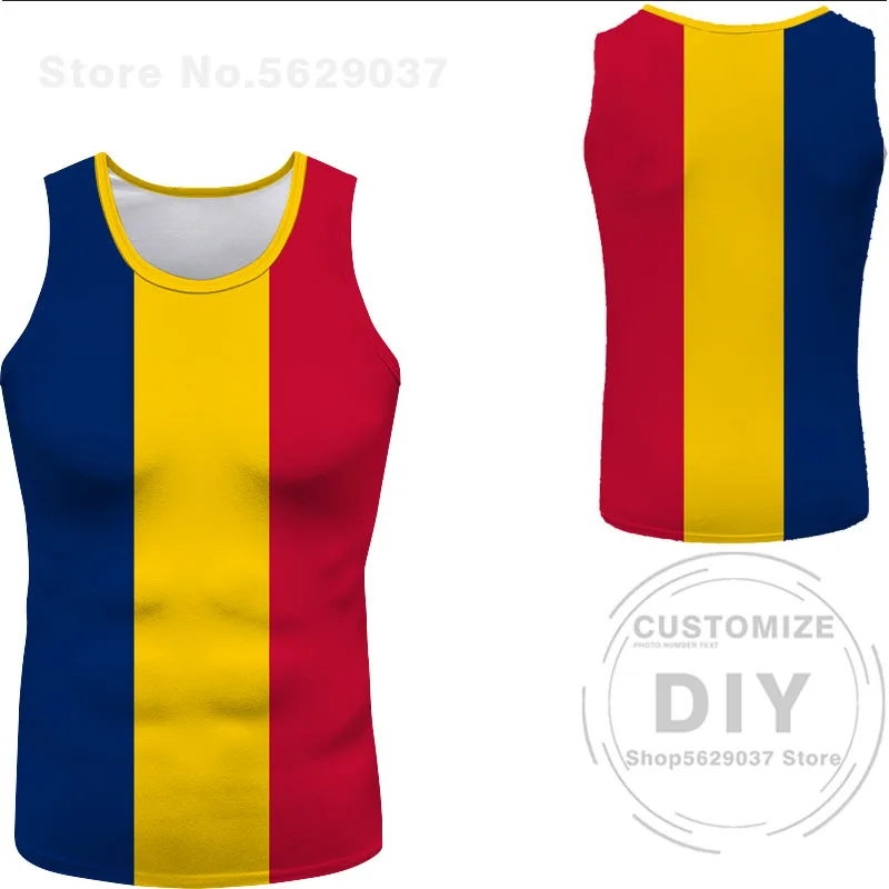 Chad Sleeveless Free Custom Diy Tcd Country Vest T-Shirt Nation Flag Td Arabic Chadian Tchad French Arab Print Photo Clothes