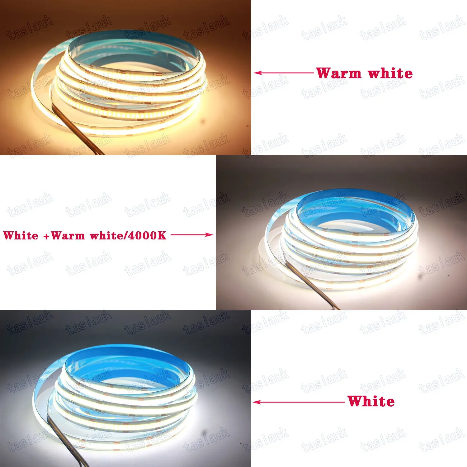 RGB RGBCCT CCT COB LED Strip 12V 24V 608 810 840LEDs/m flessibile Tape LED Light ip20 ip67 white warm white 3000K 6000k