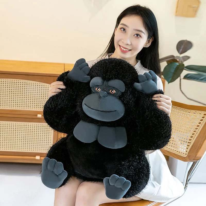 New 50cm Giant Stuffed Monkey Gorilla Doll Plush Toy Wild Zoo Animal Black Fuzzy Soft Plushie Peluche Kids Birthday Gifts Decor