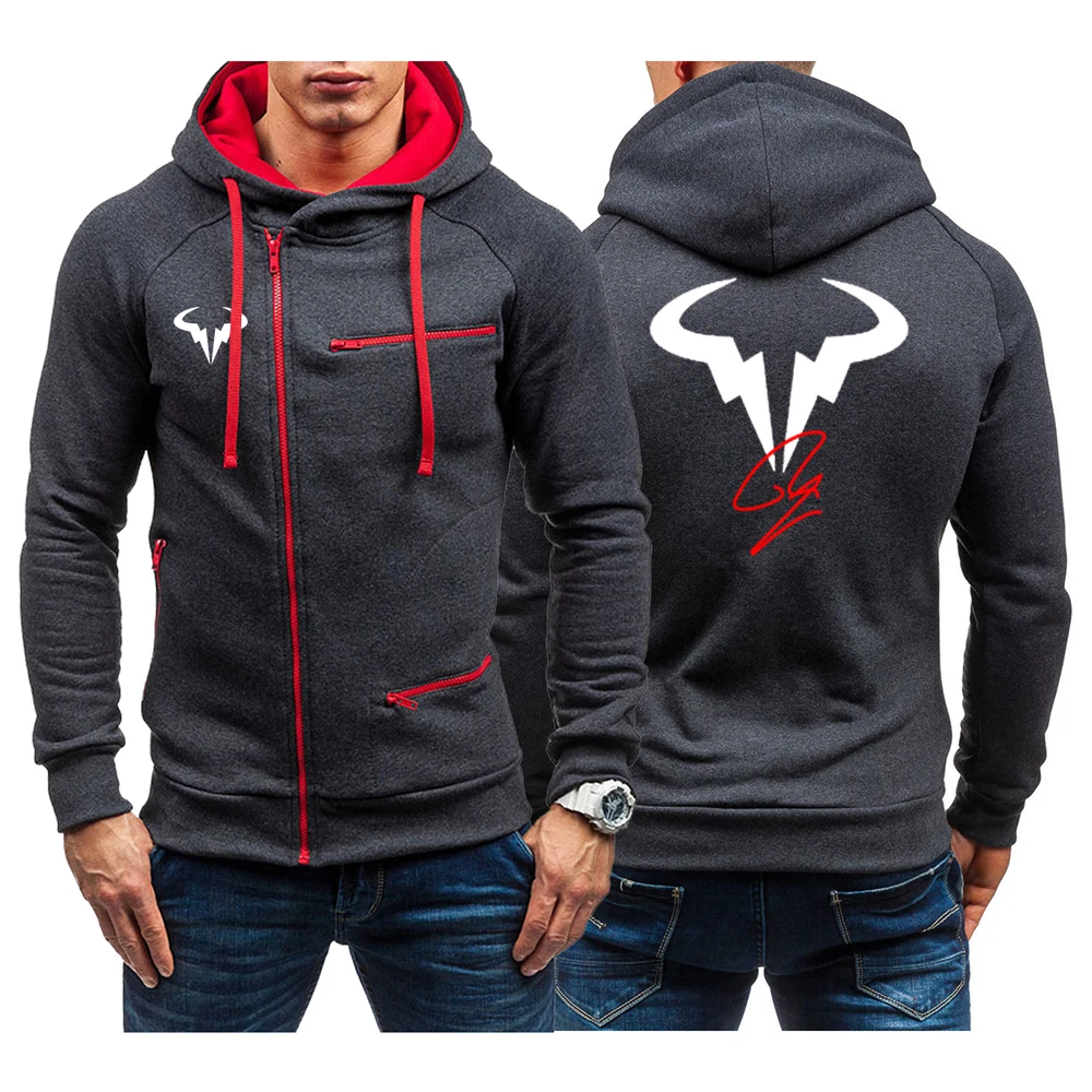 

2024 Spring Autumn New Men's Rafael Nadal Symbol Logo Print Popular Cardigan Zipper High Quality Comfortable Long Sleeve Hoodies