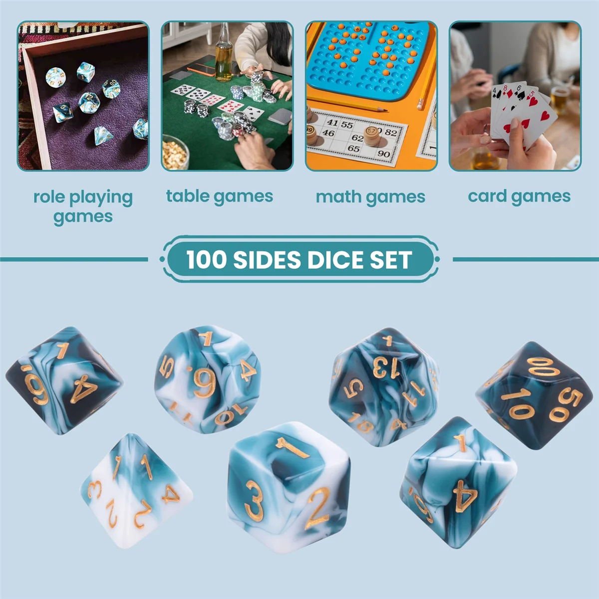 Новый набор из 7 кубиков, набор многогранных кубиков, набор ролевых кубиков для DND Pathfinder, ролевая игра, ролевая игра