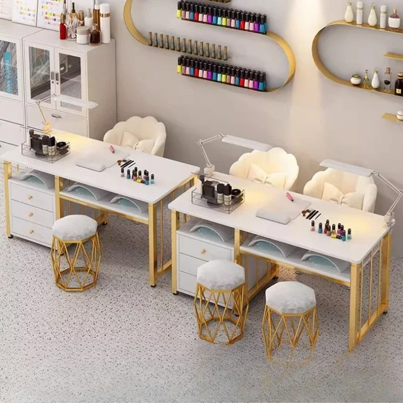 Nail art table Nail art shop special table and chair set Commercial manicure with pumping console Japanese light luxury double