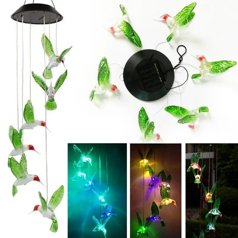 

1pcs Solar Color Changing LED Bee Wind Chimes Light Lamp Home Room Garden Decor Solar Garden Light Décoration Noel Extérieur