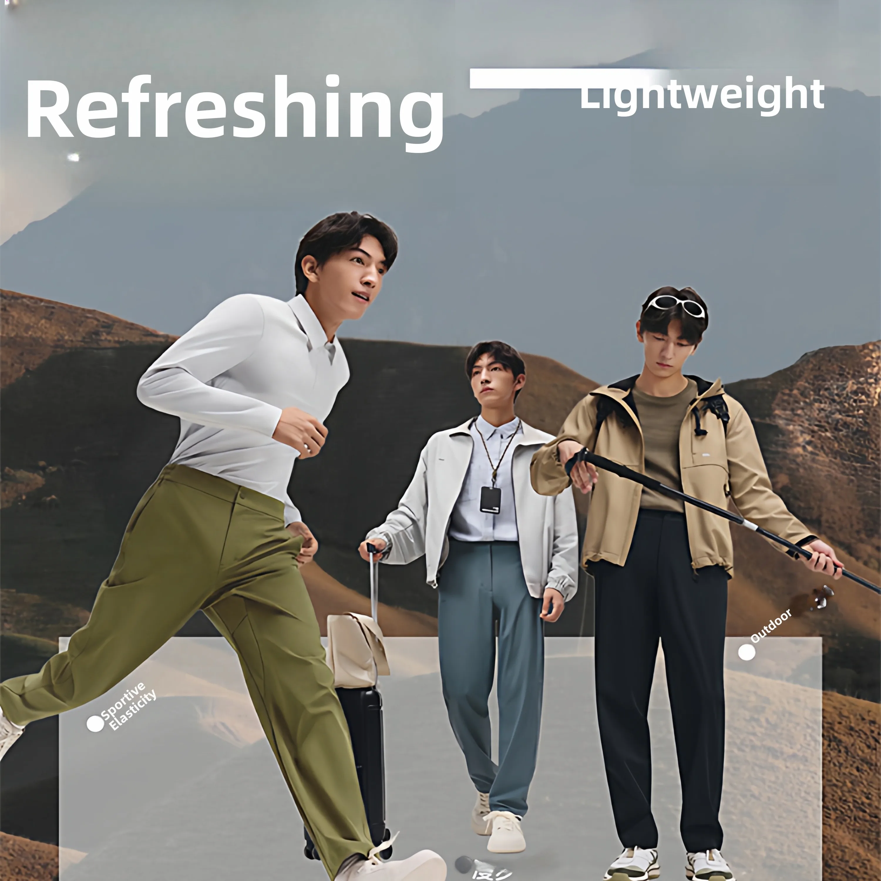 

Bananain WB191 Men's Casual Straight Leg Pants Outdoor Wear Resistant Elastic Comfortable Soft Hiking Leisure Trousers