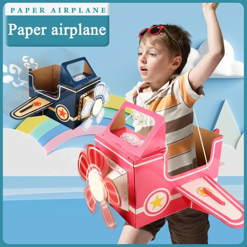 

Wearable Cardboard Airplane Toy Boy Outfit Dress Toddler Airplane Costume Cardboard Making Interactive Toy DIY Aircraft Toy