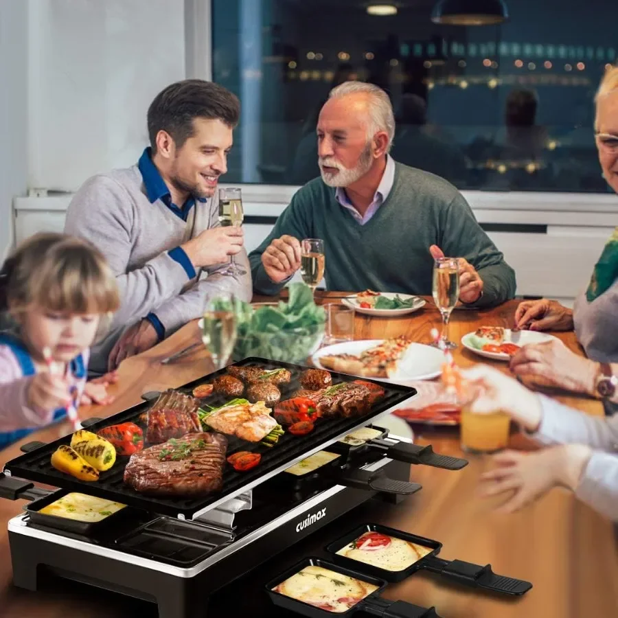 휴대용 전기 라클렛 그릴 테이블 실내용 2in1 디자인: 한국식 바비큐 및 치즈 녹이는 기능 양면 사용 가능 논스틱