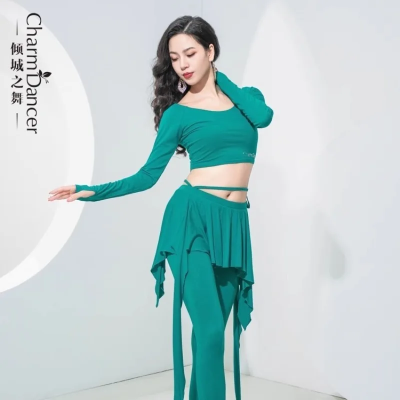 Dorosły taniec brzucha Praktyka nosić Kobiety Zielony Fioletowy Kombinezon lekcji Długi rękaw Crop Top Spodnie Zestaw Tancerz Ubrania 2025 Nowość