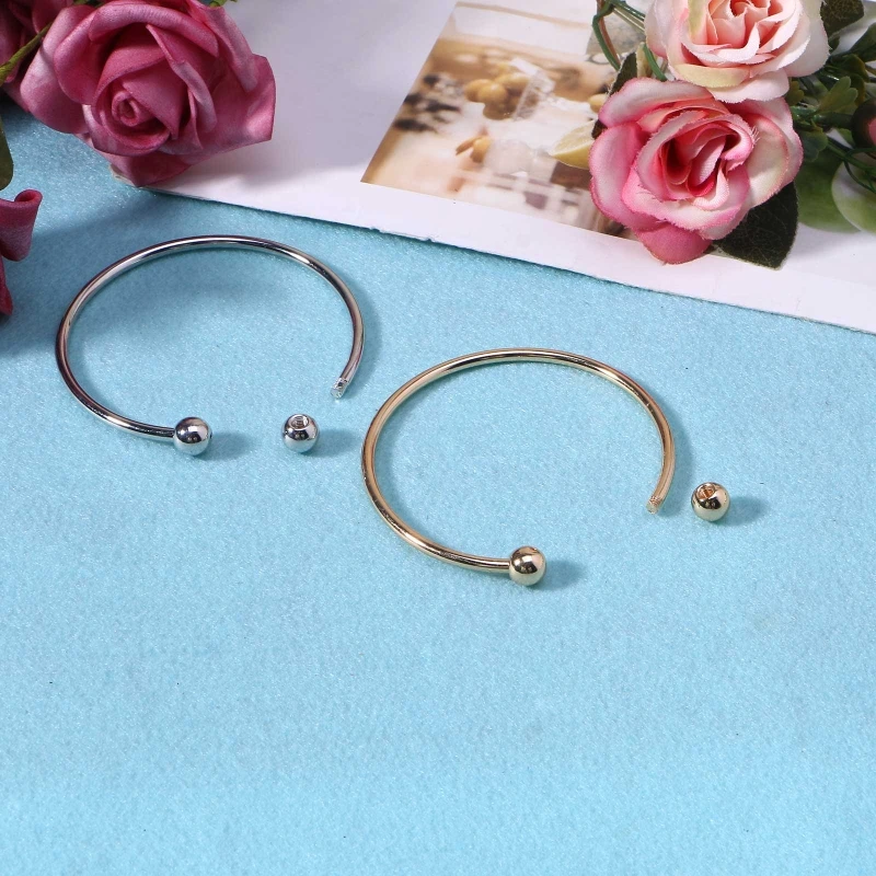 10Pieces/set Adjustable Bangle Bracelet Cuff Bangle with End Ball for Women