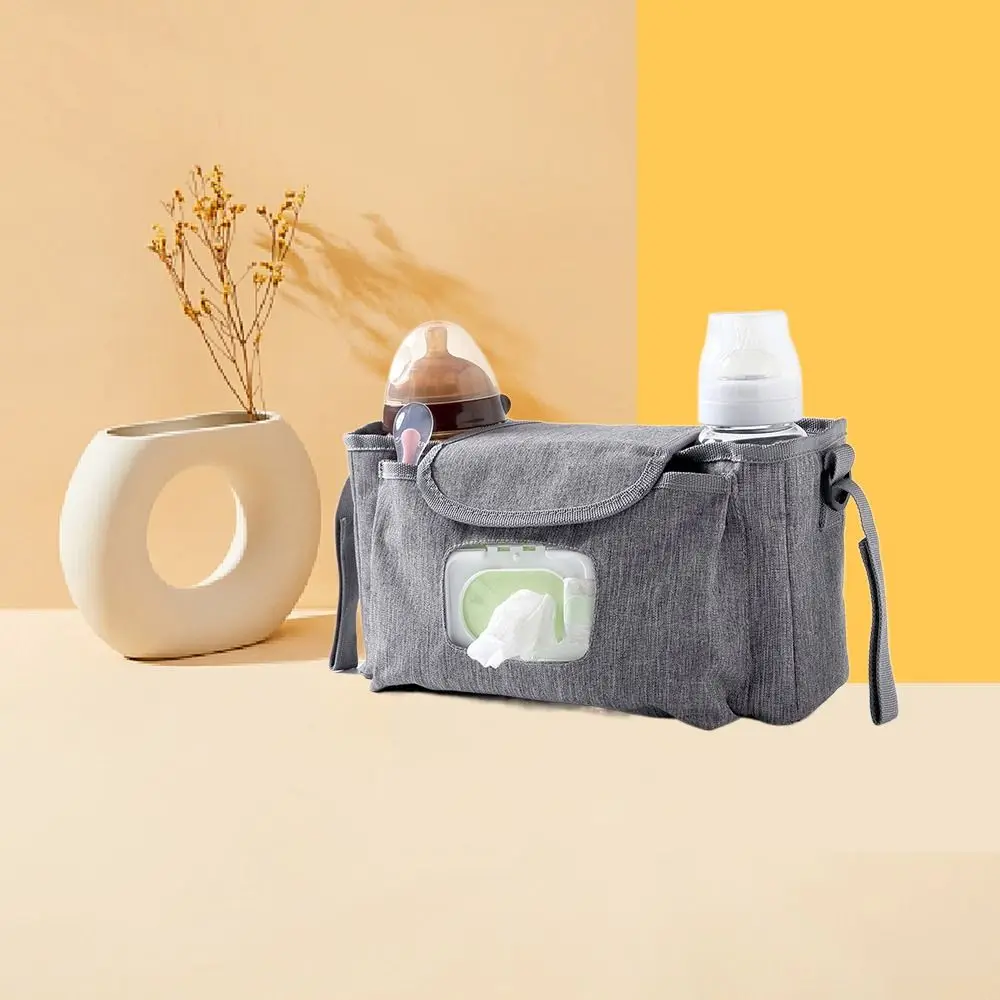 Bolsa multifuncional para cochecito de bebé, impermeable con múltiples bolsillos, bolsa colgante de toallitas húmedas, bolso para mamá para el cuidado del bebé